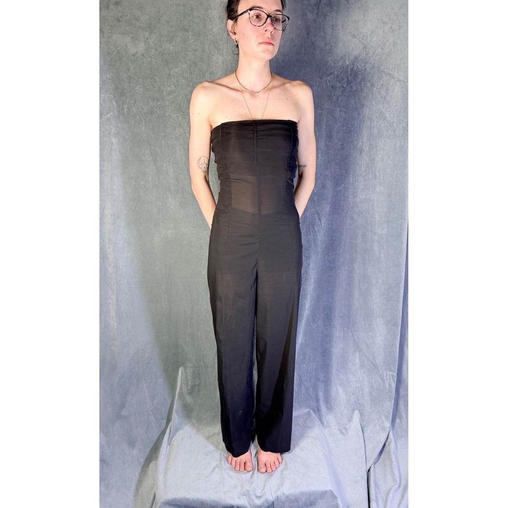 Rundholz Black Silk Blend Strapless Jumpsuit Minimalist Avant Garde Small